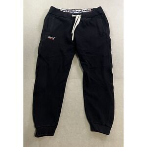 Superdry Sweatpants Joggers Men's Size XL Black Slim Fit Fleece Drawstring